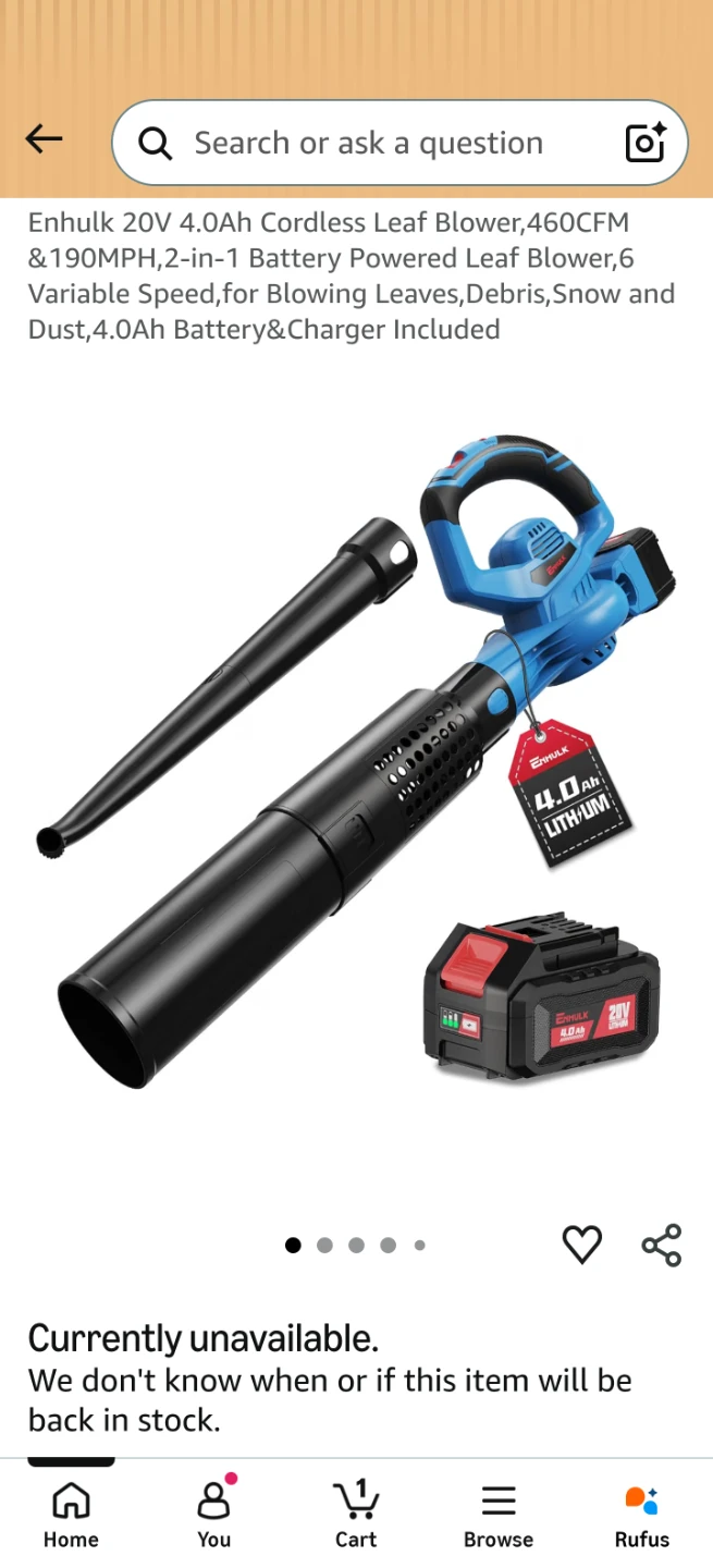 Enhulk 20V Cordless Leaf Blower Set (460 CFM / 190 MPH) - photo 2