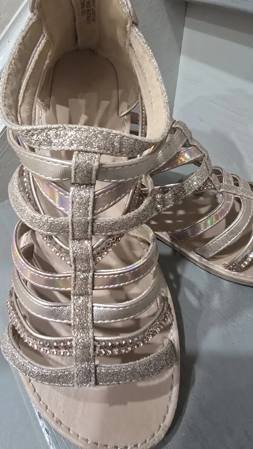 Girls' Gold Glitter Gladiator Sandals size 4 - photo 4