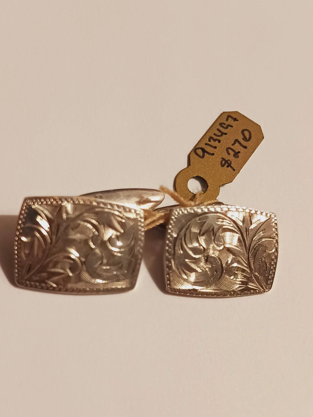 Navajo Sterling Silver 925 Engraved Cufflinks - photo 2
