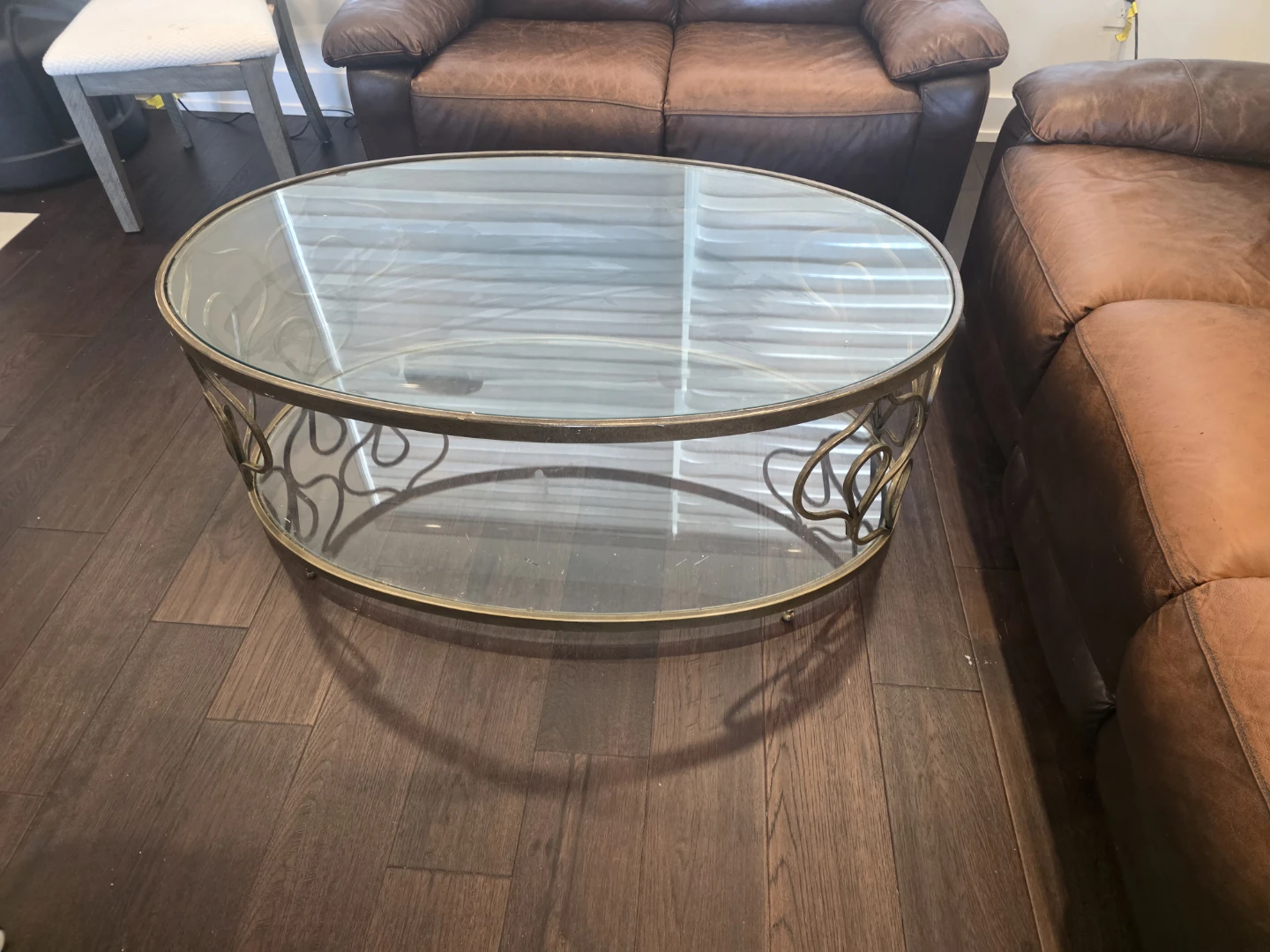 Ashley Furniture Glass Top Oval Coffee Table - photo 2