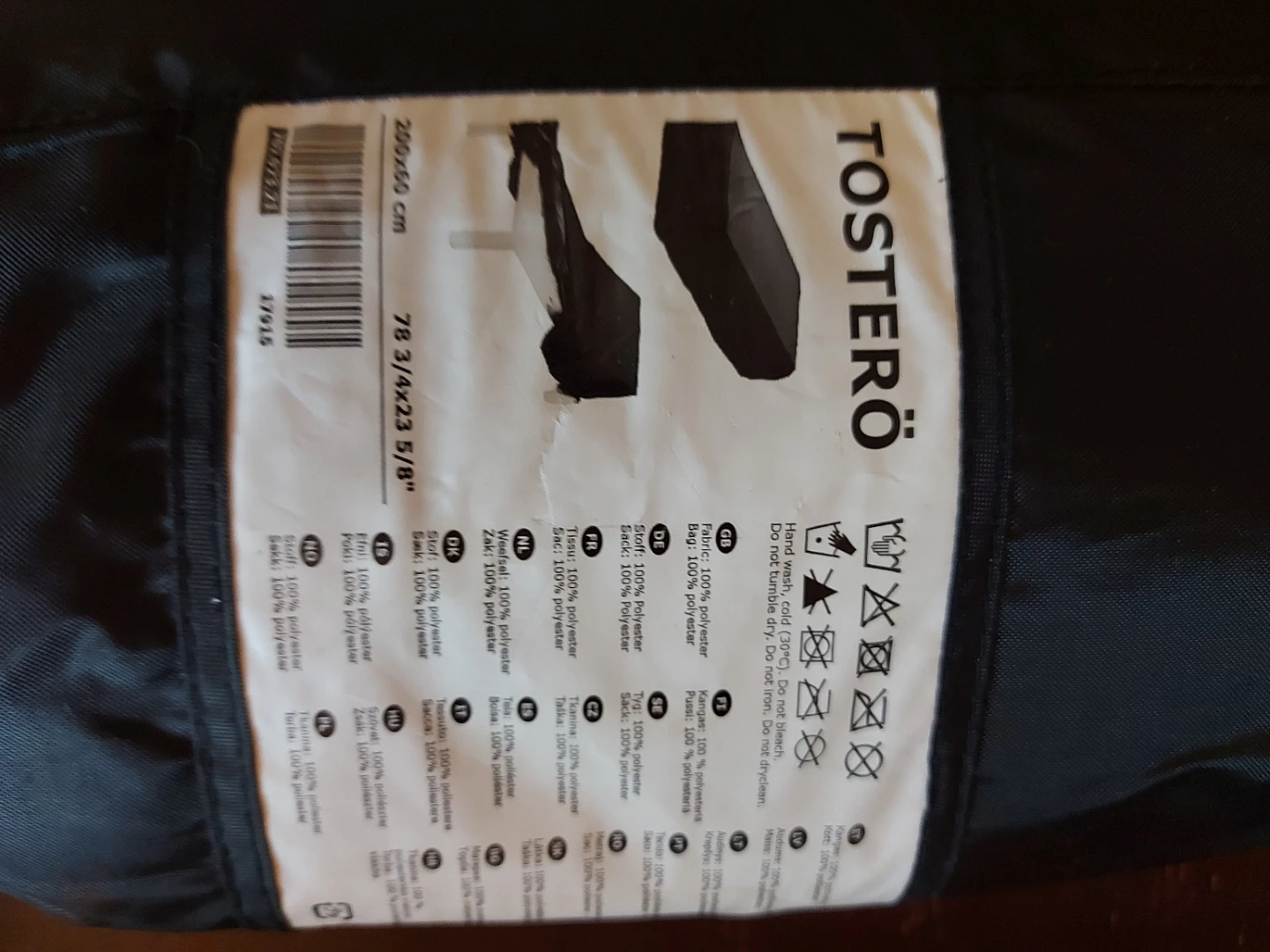 IKEA TOSTERÖ black storage bag for outdoor cushions