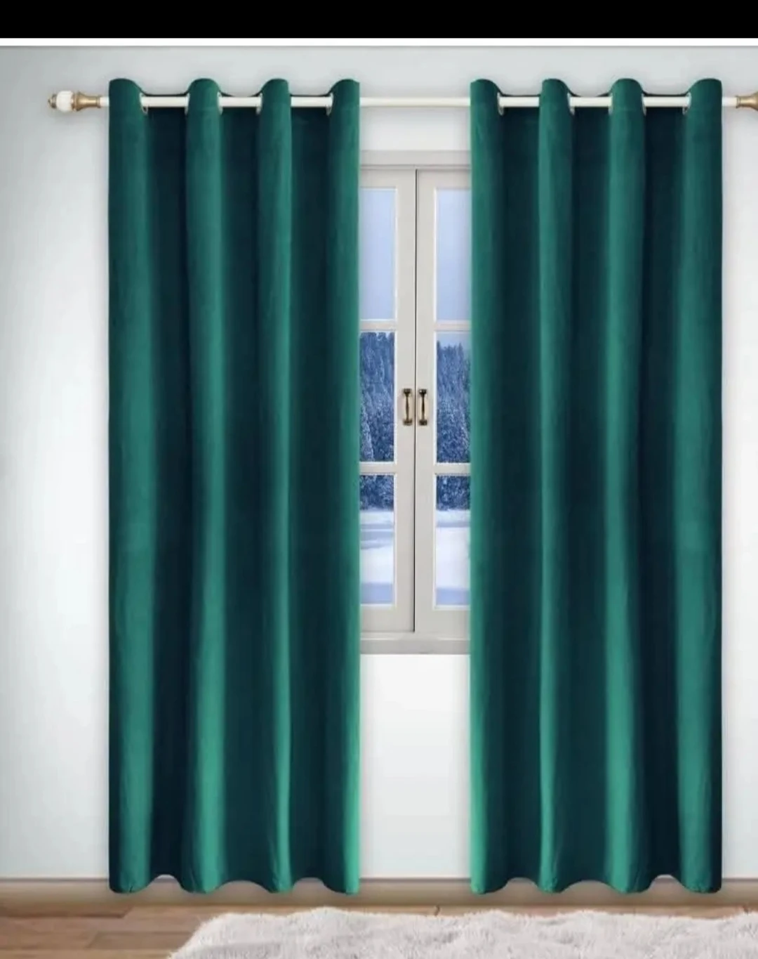 Teal home textile set with blanket and curtains - photo 3