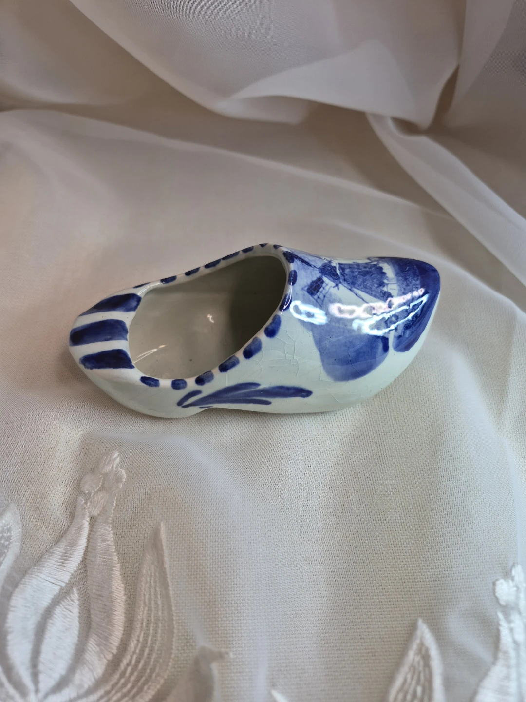Vintage Delft Blue Dutch Ceramic Clog Shoe Ashtray - photo 4
