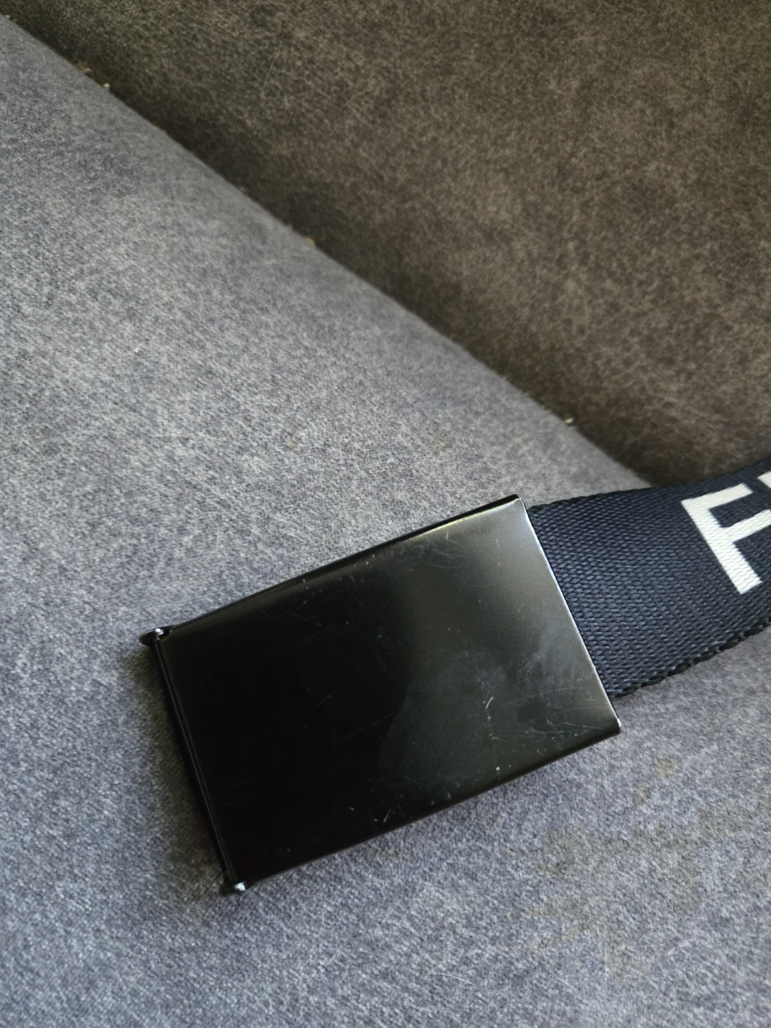 Black Canvas Belt with "FUCK OFF" Print