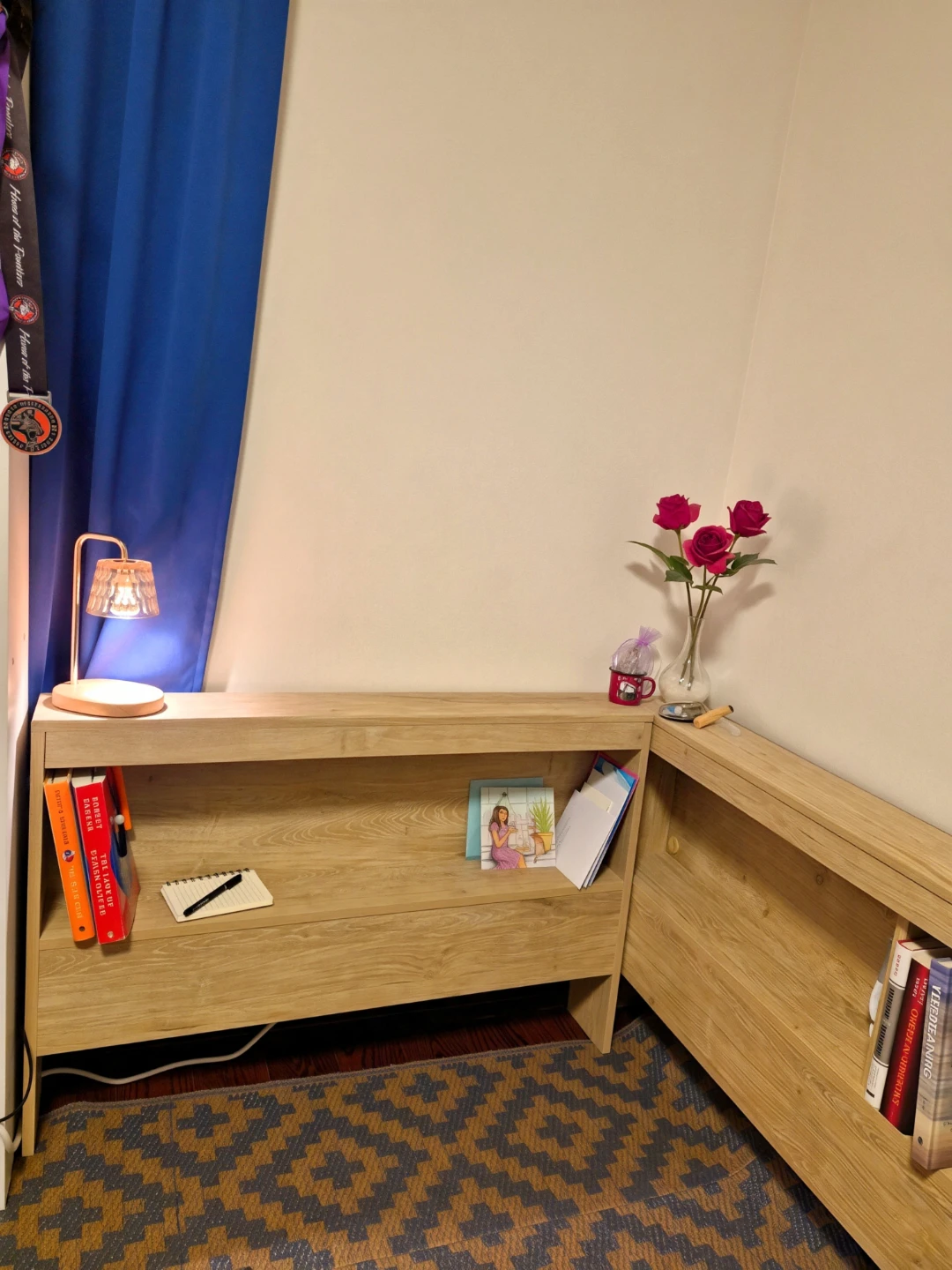 Wooden Bedside Shelf Unit