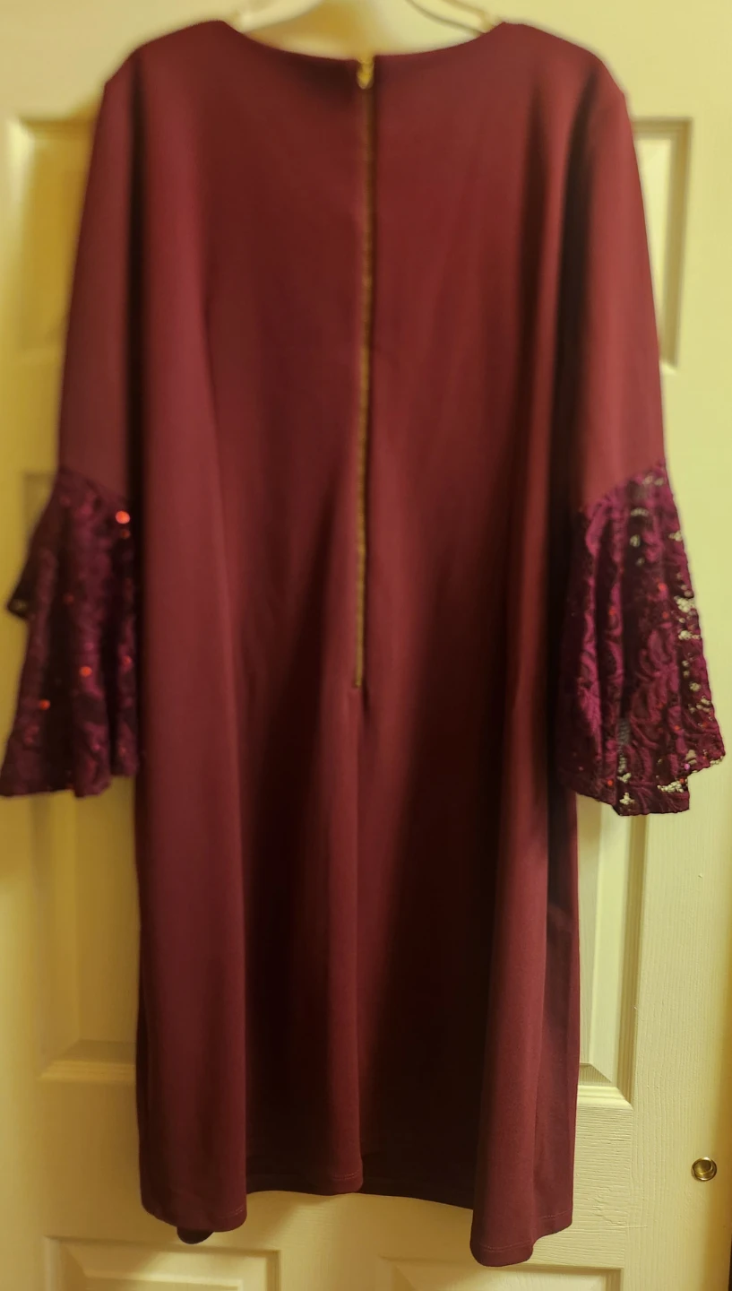 Shelby Nites Wine Lace Sleeve Dress Size 22W - photo 2