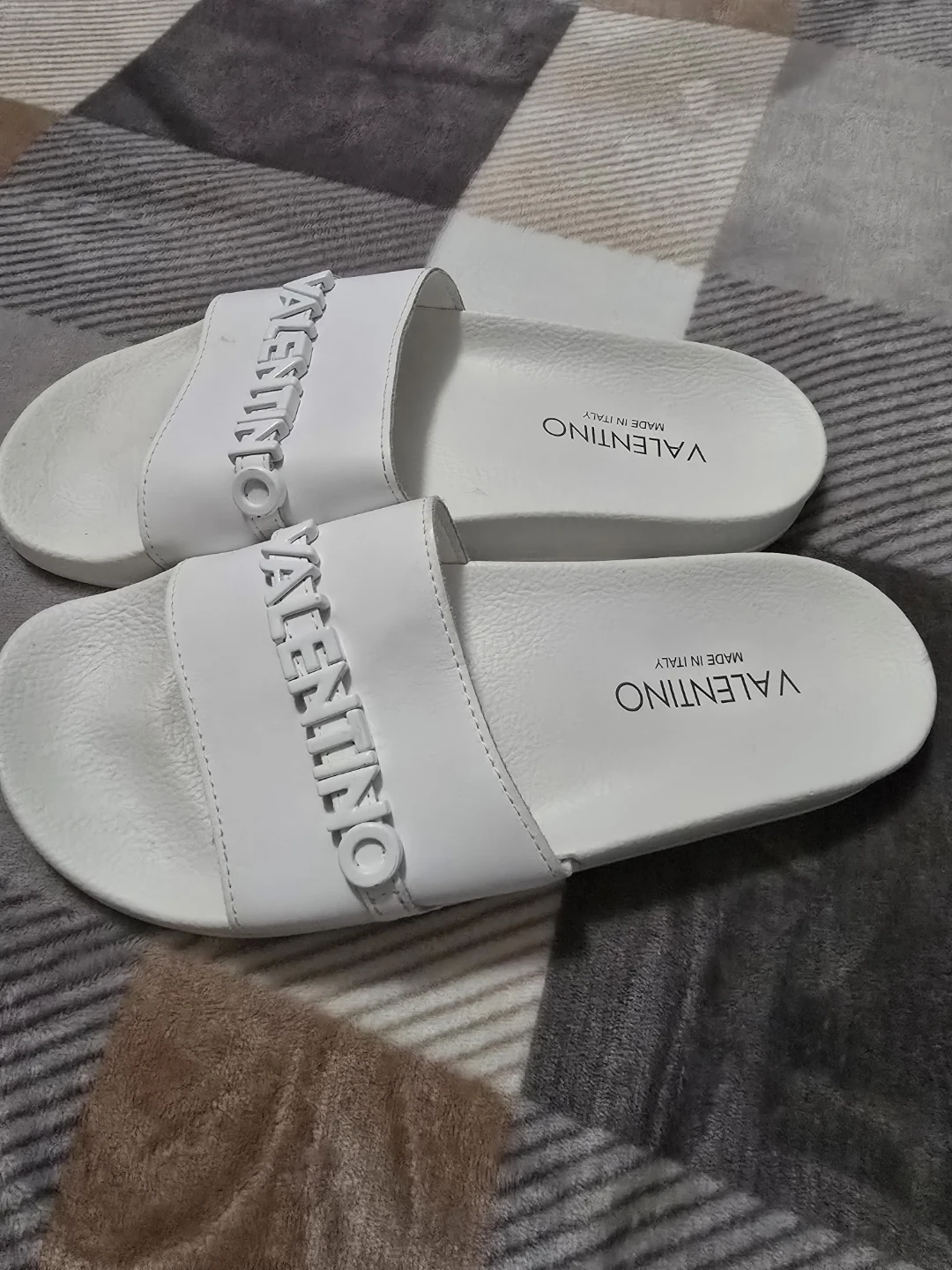 Valentino White Slides