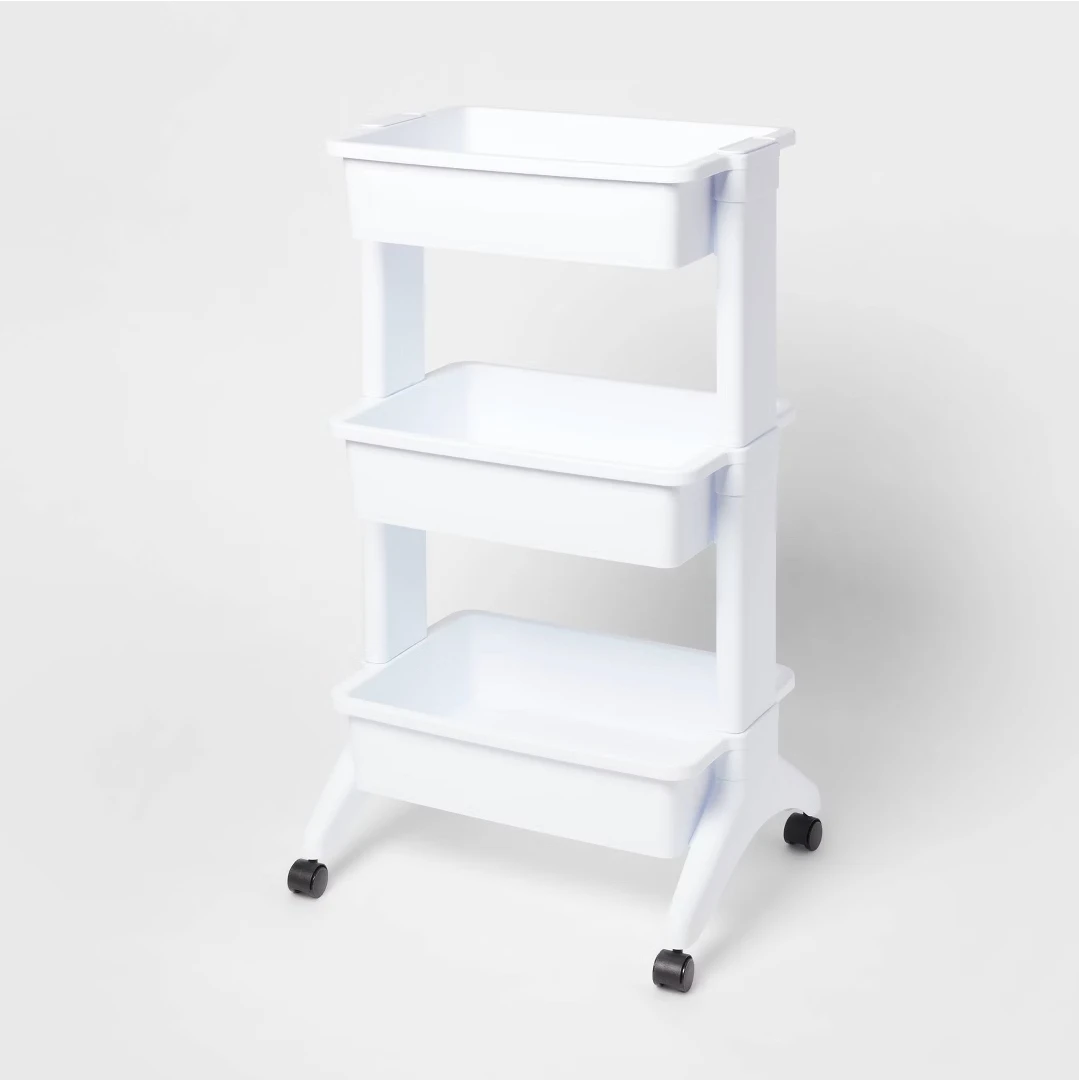 3-Tier Storage Cart with Wheels White - photo 2