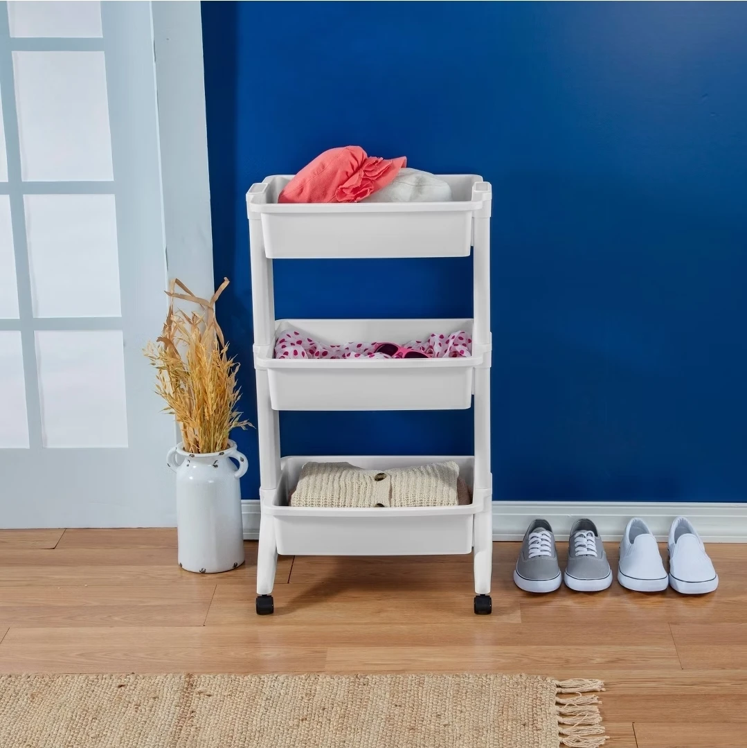 3-Tier Storage Cart with Wheels White - photo 4