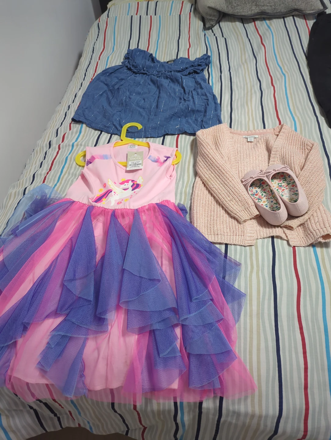 Girl's Unicorn Dress and Cardigan Set