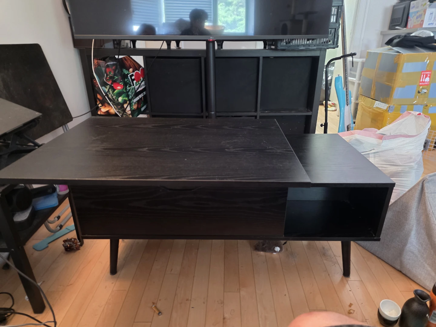 Black lift-up Coffee Table with Storage - photo 2