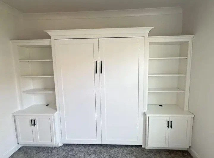 White Murphy Bed with Built-in Shelving Unit - photo 2