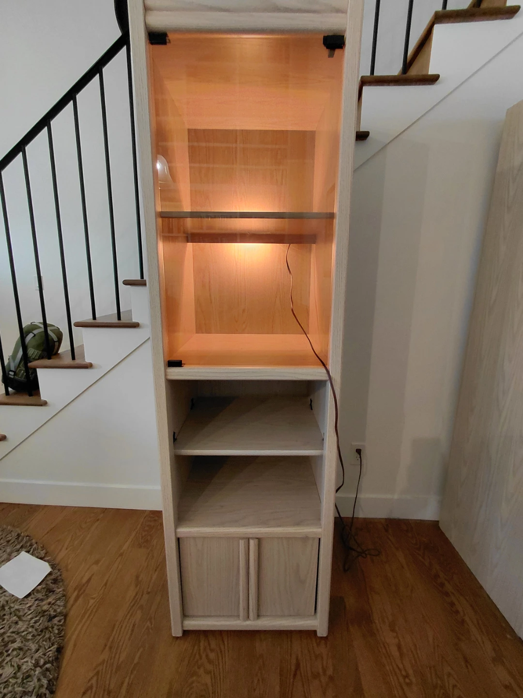 Light Oak Display Cabinet with smokey glass door