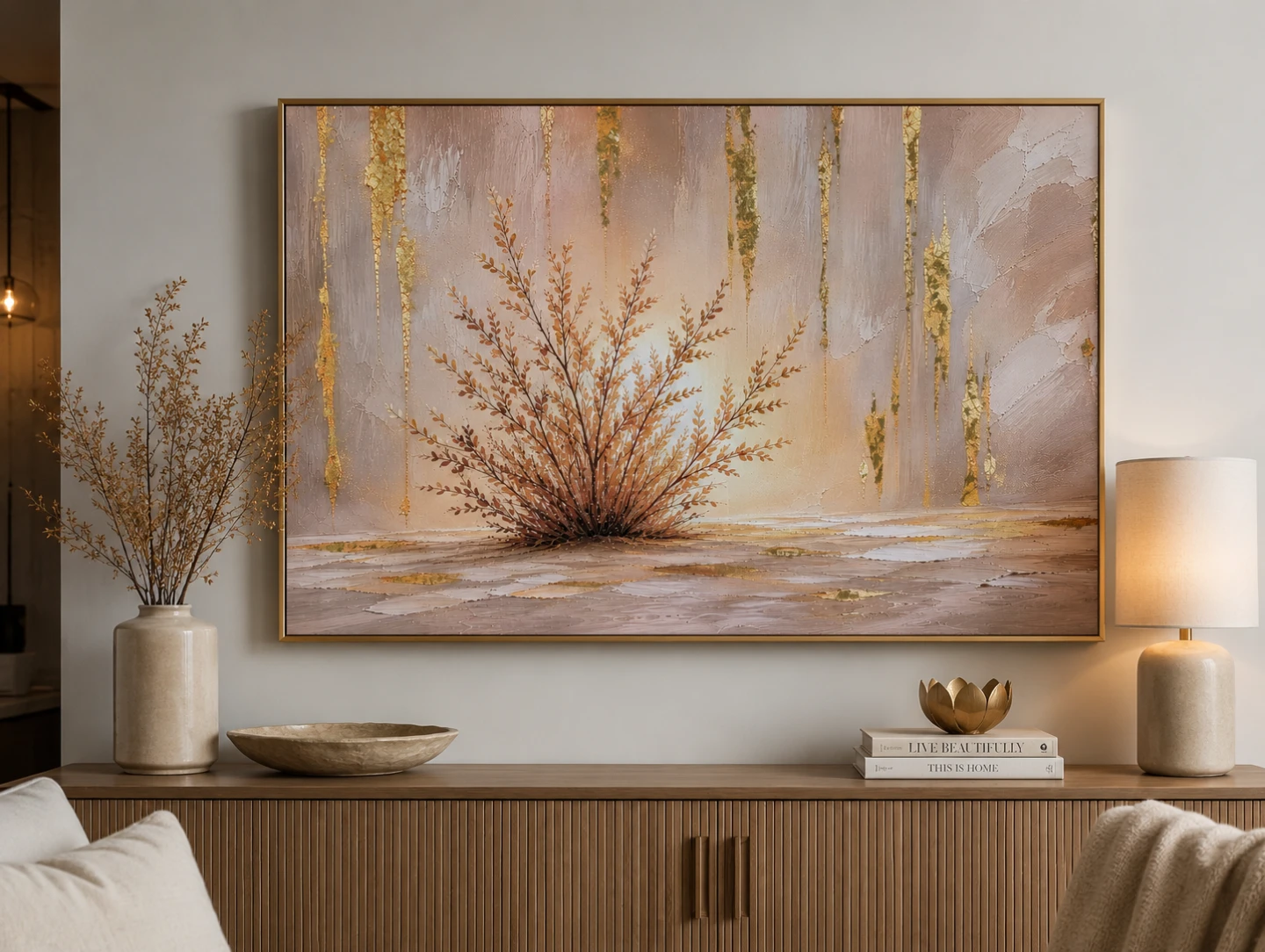 Abstract gold leaf canvas wall art