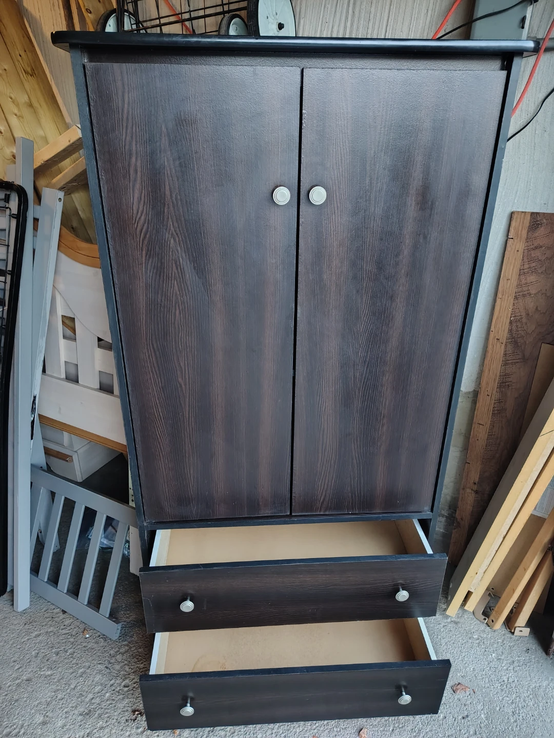 Dark Brown Wardrobe with Drawers
