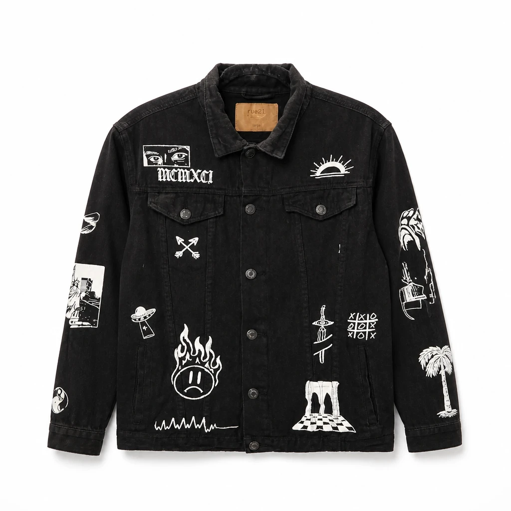 Rue 21 Black Denim Graphic Jacket - photo 2