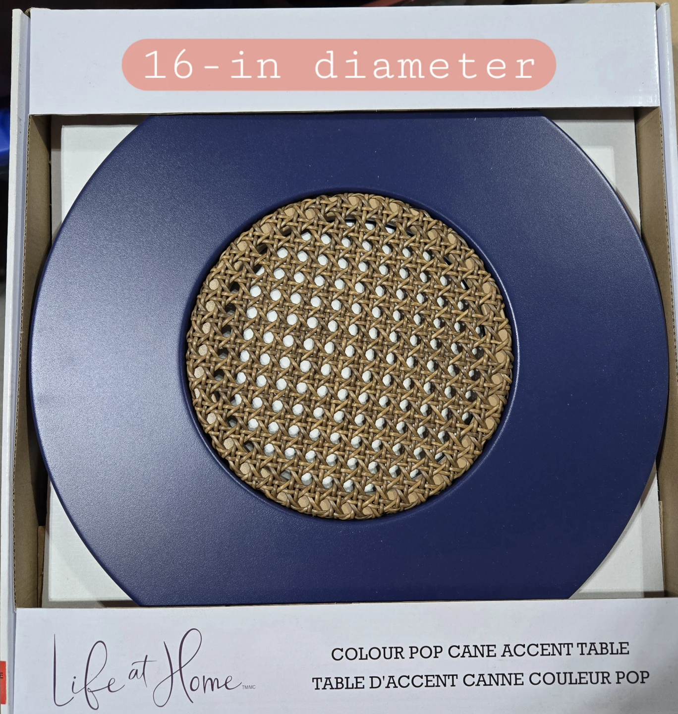 Colour Pop Cane Accent Table - Blue