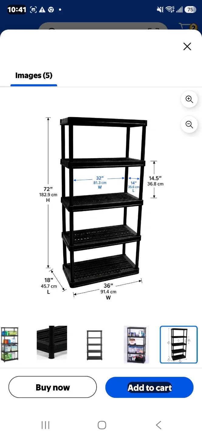 New, Unused Ramtuff Resin 5-shelf Storage Rack, 750 Lb Capacity