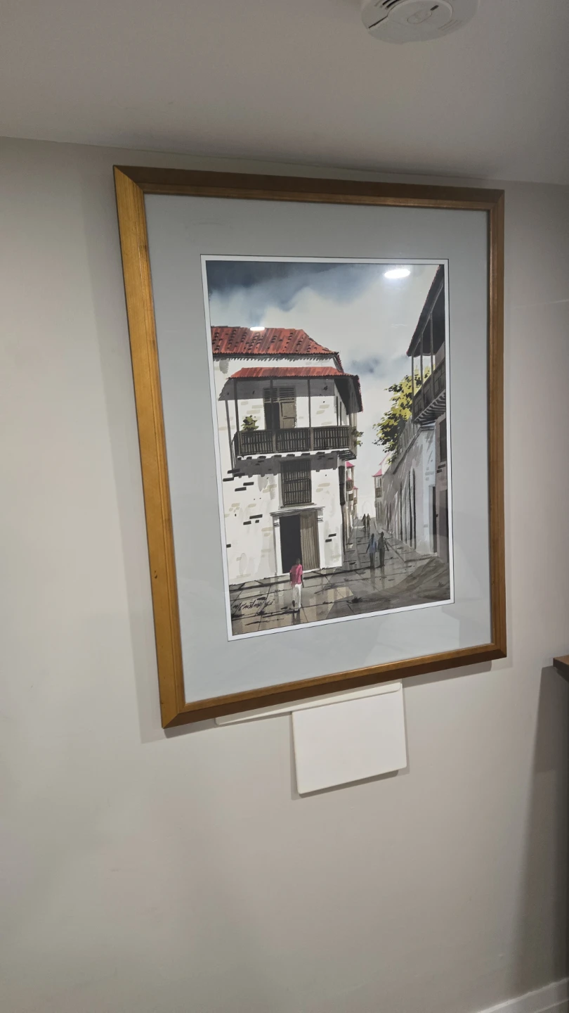 Framed Watercolor Painting of a Street Scene