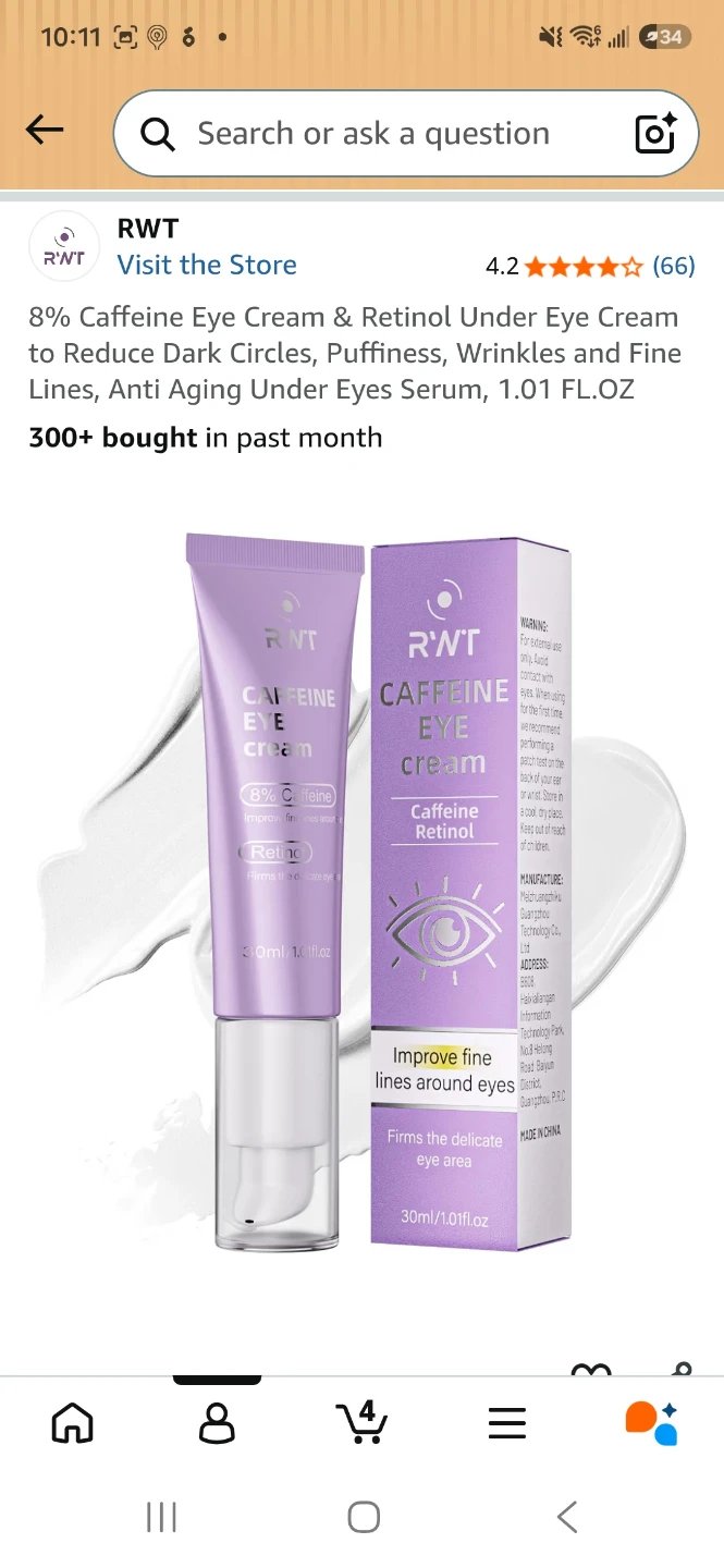 RWT Caffeine & Retinol Under Eye Cream 1.01 fl oz