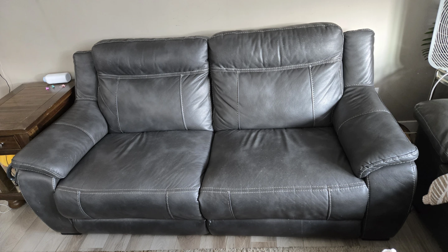 Dark Grey Leather Sofa - photo 2