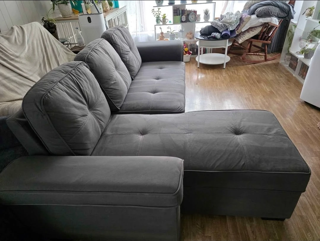 Grey Sectional Sofa with Storage Chaise - photo 2