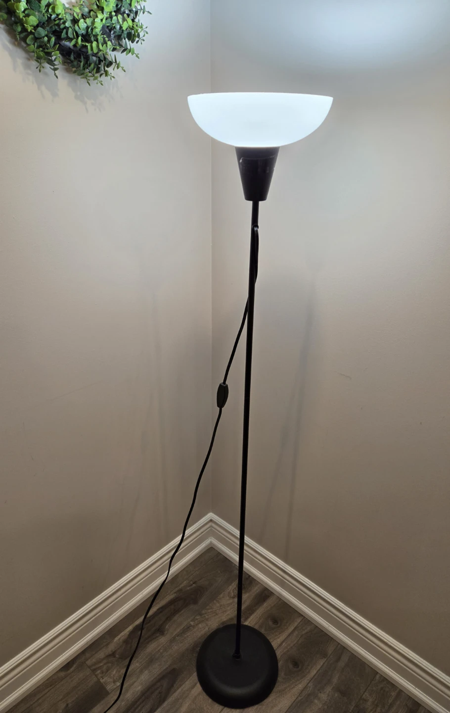 Black Floor Lamp with White Bowl Shade - photo 3