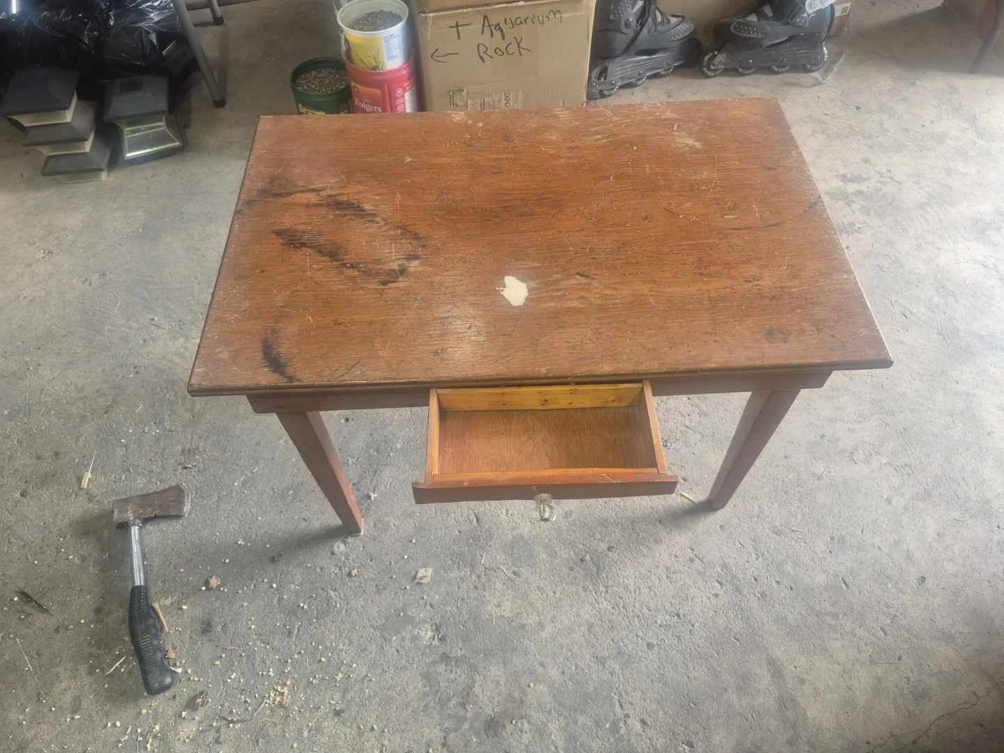 Wooden desk with drawer