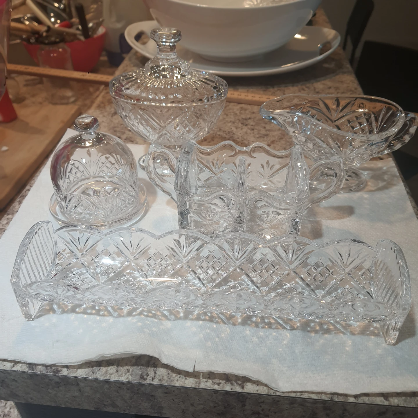 Crystal Glass Serving Dish Set