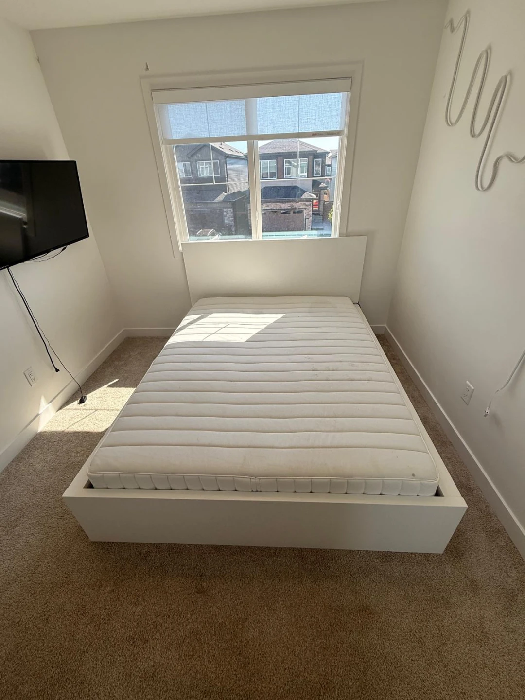 White Bed Frame with Mattress
