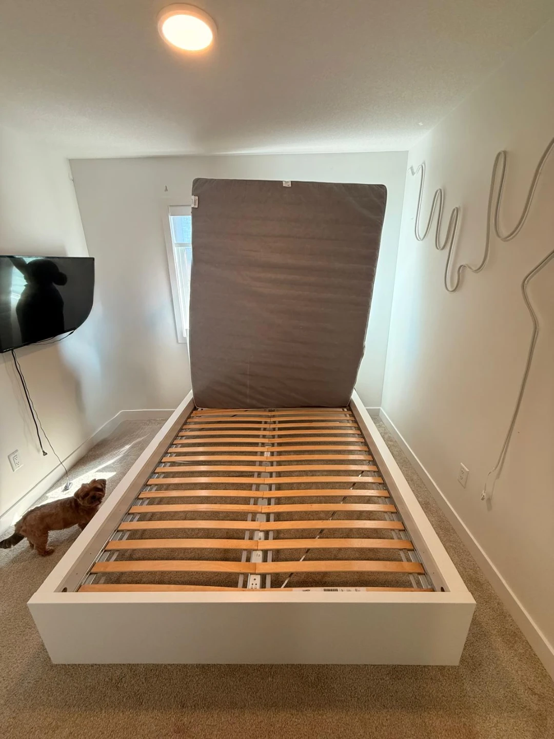 White Bed Frame with Mattress - photo 3