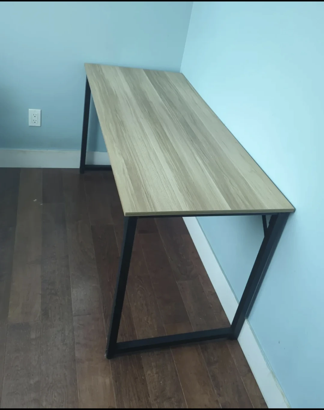 Simple Wood Desk with Black Metal Frame