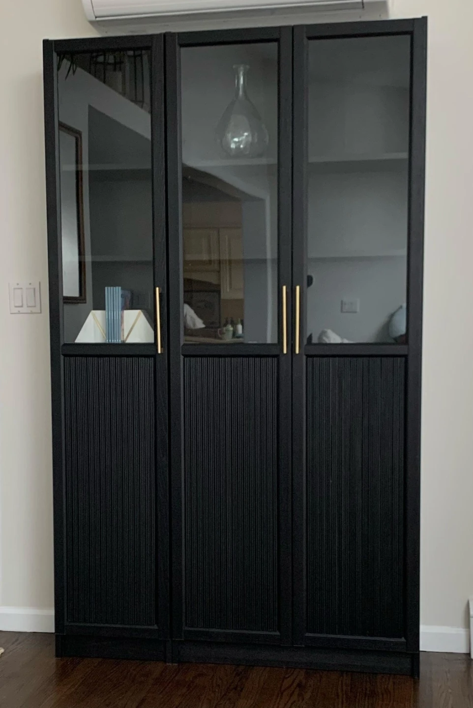 Black Display Cabinet with Glass Doors