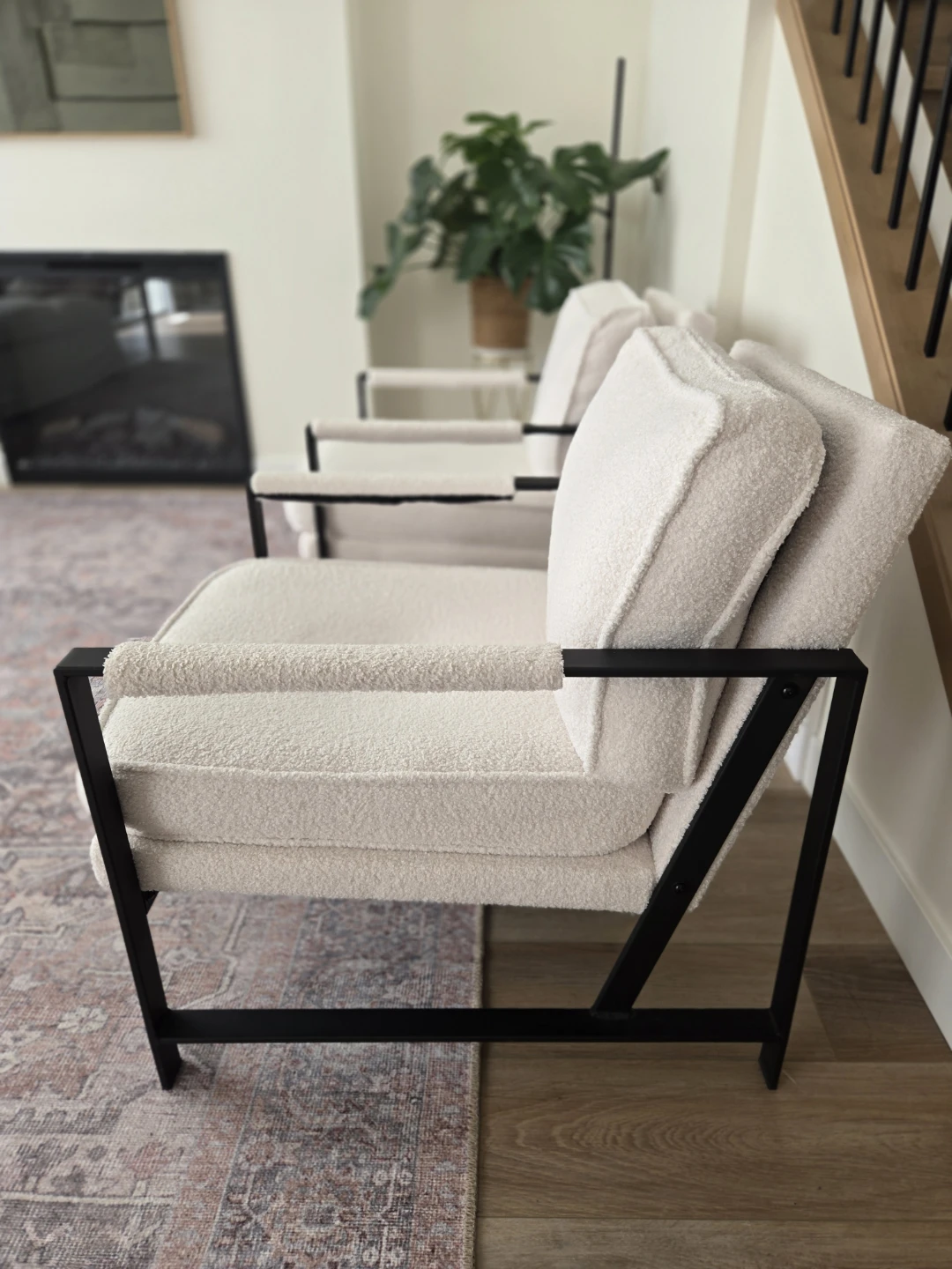Cream Boucle Accent Chairs - Set of 2 - photo 3