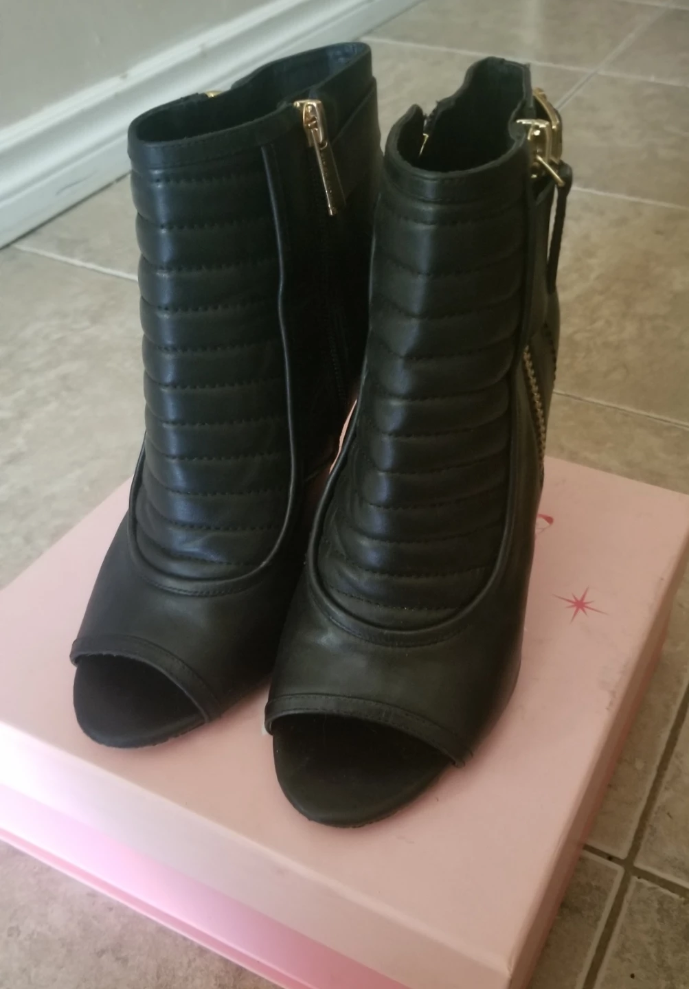 Vince Camuto Black Peep-Toe Ankle Booties - photo 4