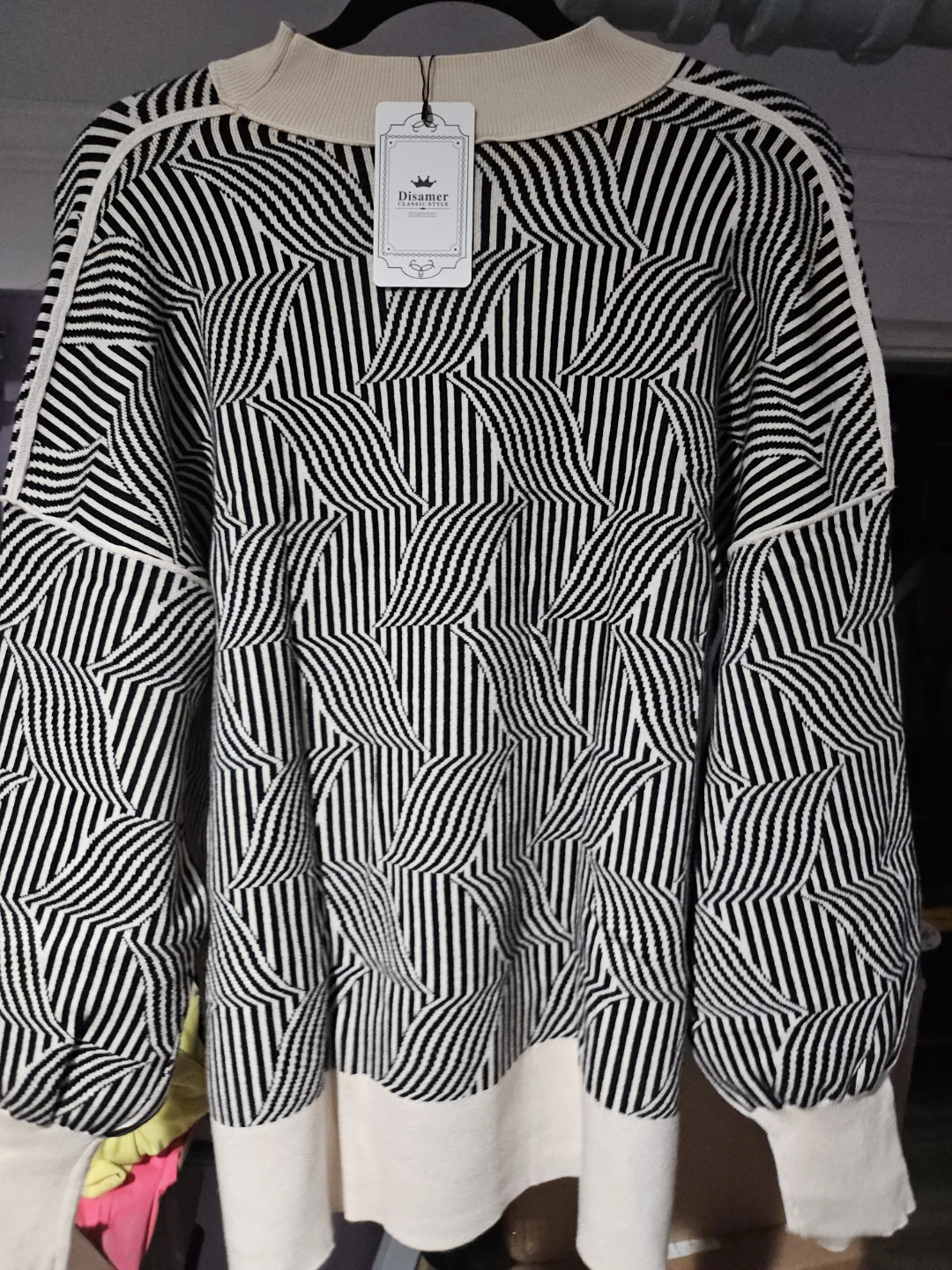Disamer Classic Style Sweater Black/White Geometric Print - photo 3