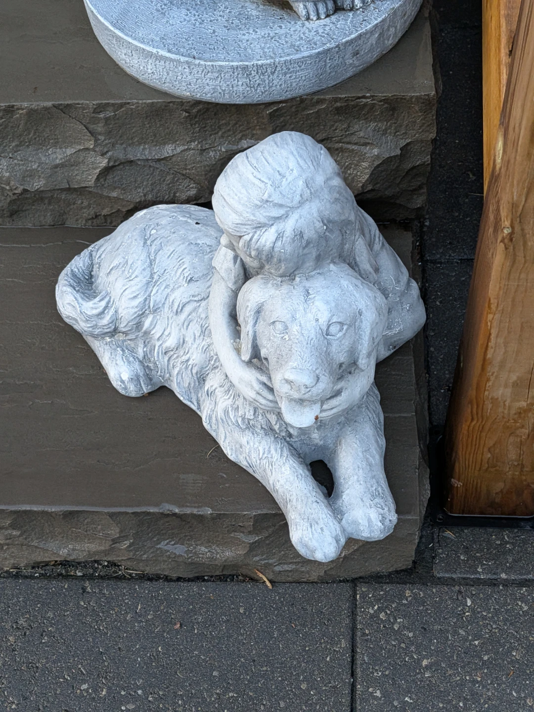 Girl Hugging Dog Statue - photo 4