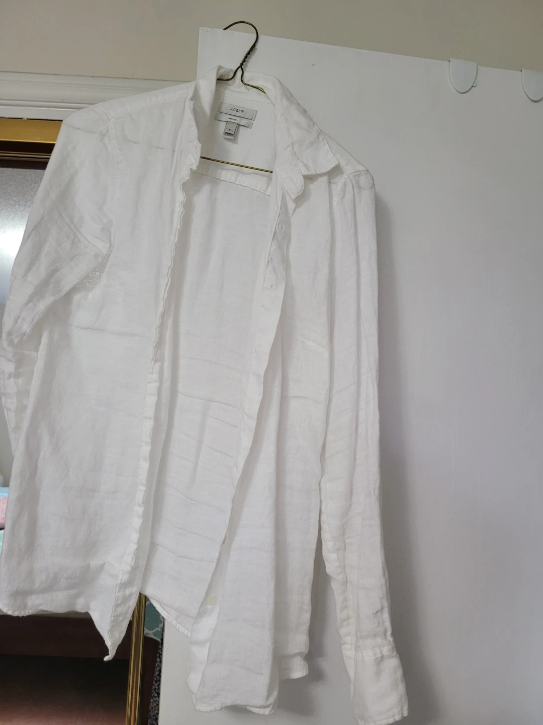 J.Crew White Linen Button-Up Shirt Size 2