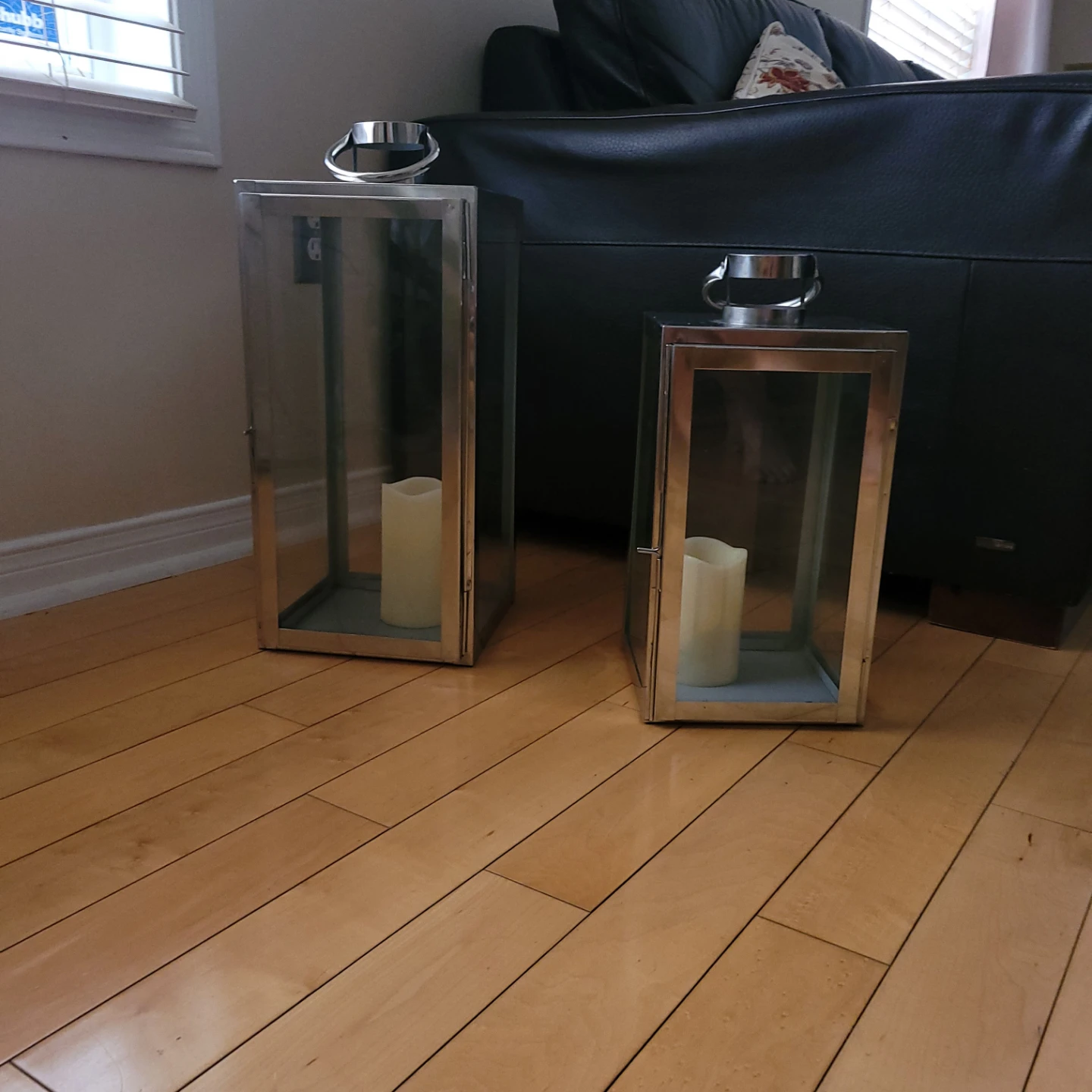 2 indoor& outdoor metal  lantern, small $15, big $20