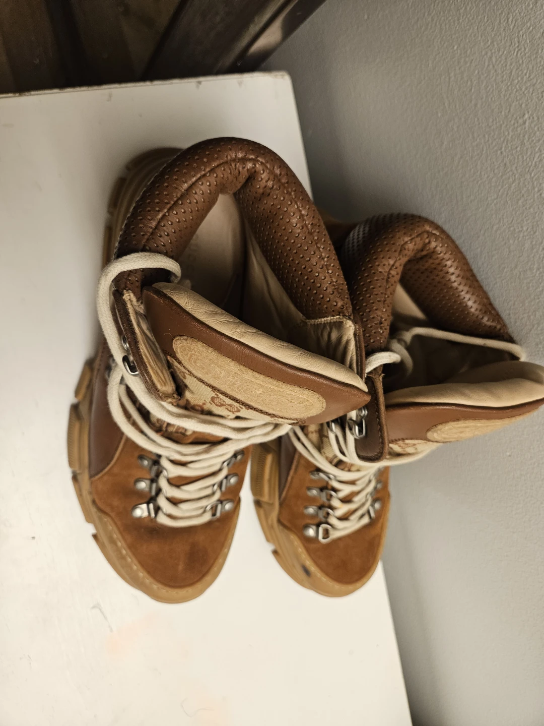 Gucci Brown Suede & GG Canvas Hiking Boots - photo 2