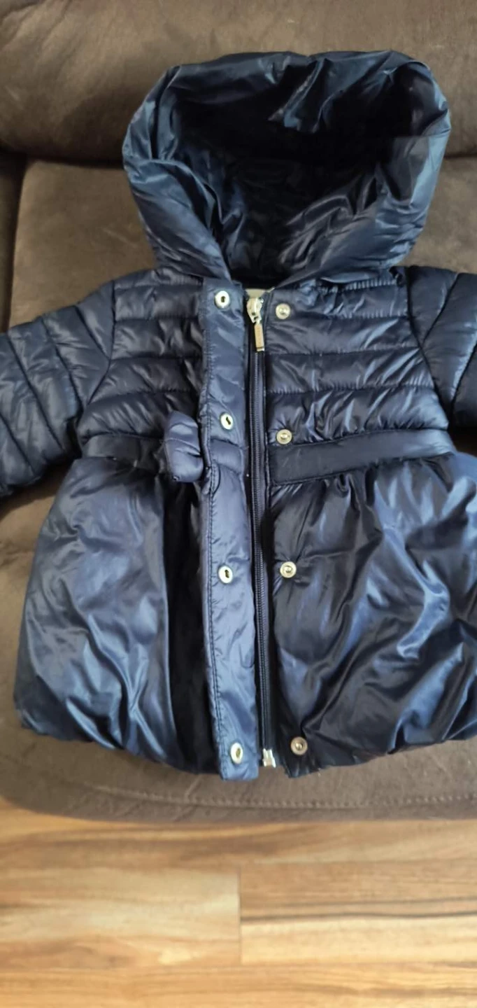 Navy Puffer Jacket with Bow Detail - photo 3