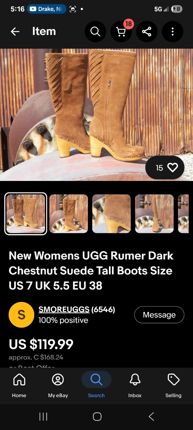 New Womens UGG Rumer Dark Chestnut Suede Tall Boots - photo 3