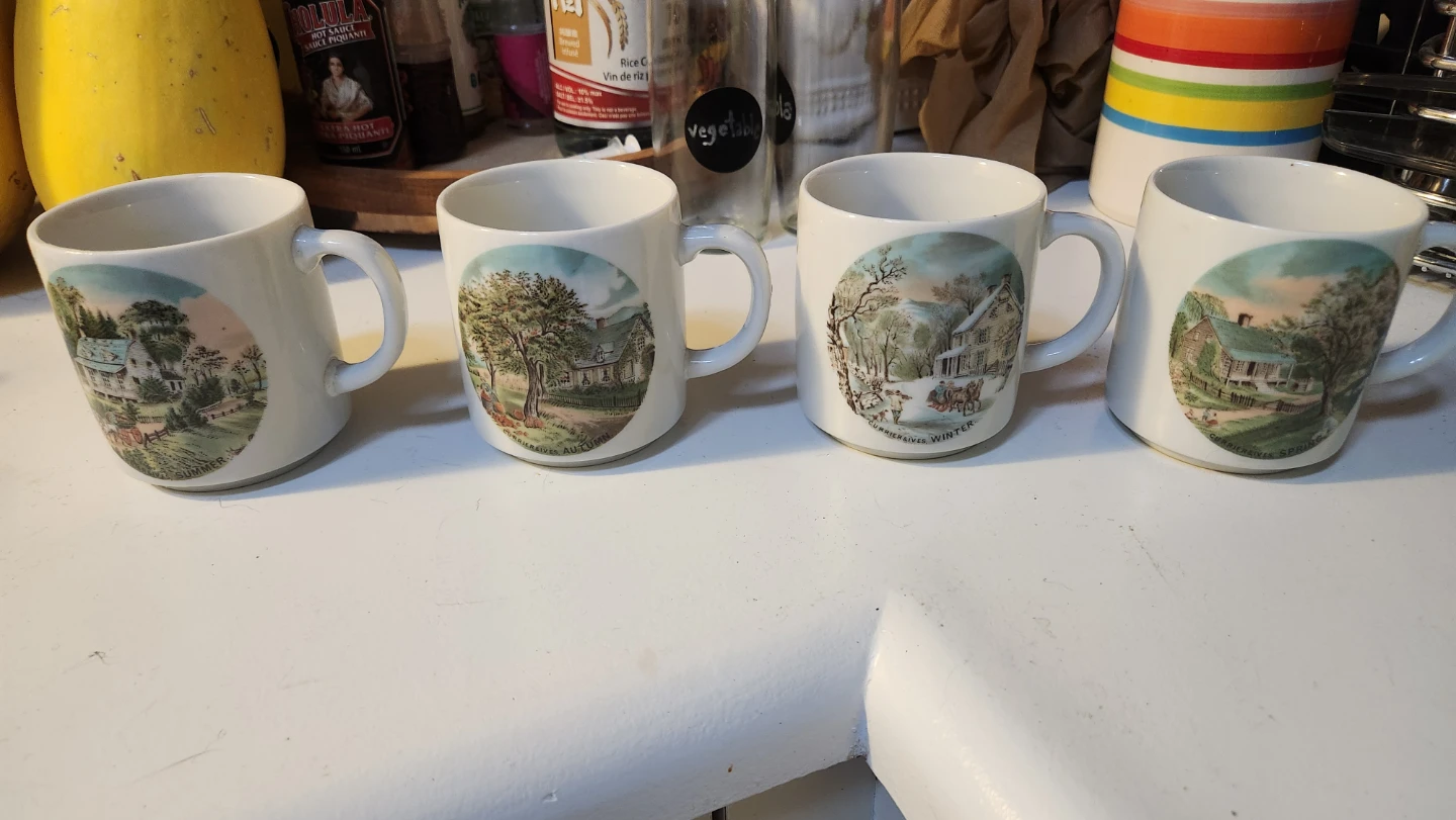 Currier & Ives "The Seasons" Mugs - Set of 4