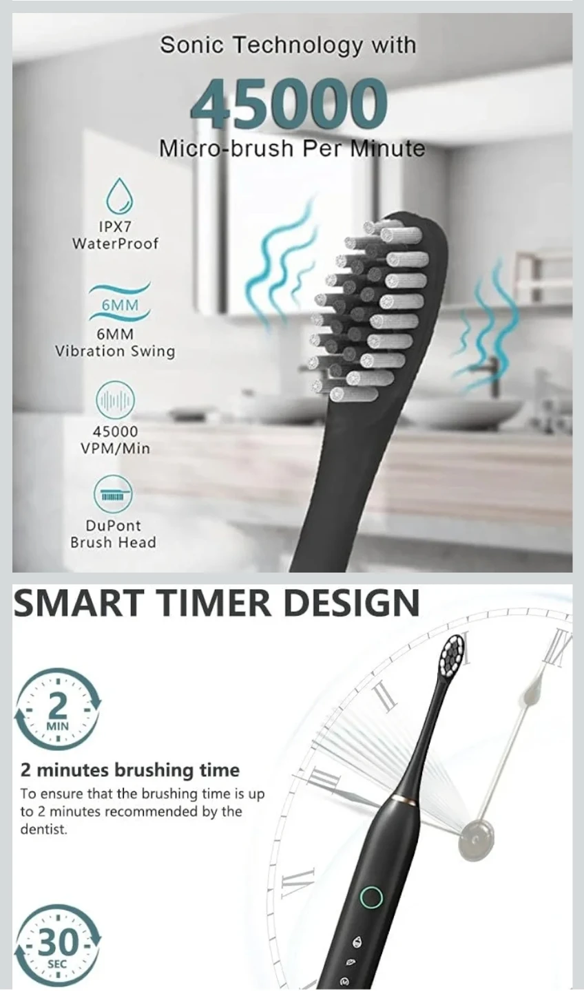 X-2 Sonic Electric Toothbrush – Rechargeable & Waterproof - photo 3