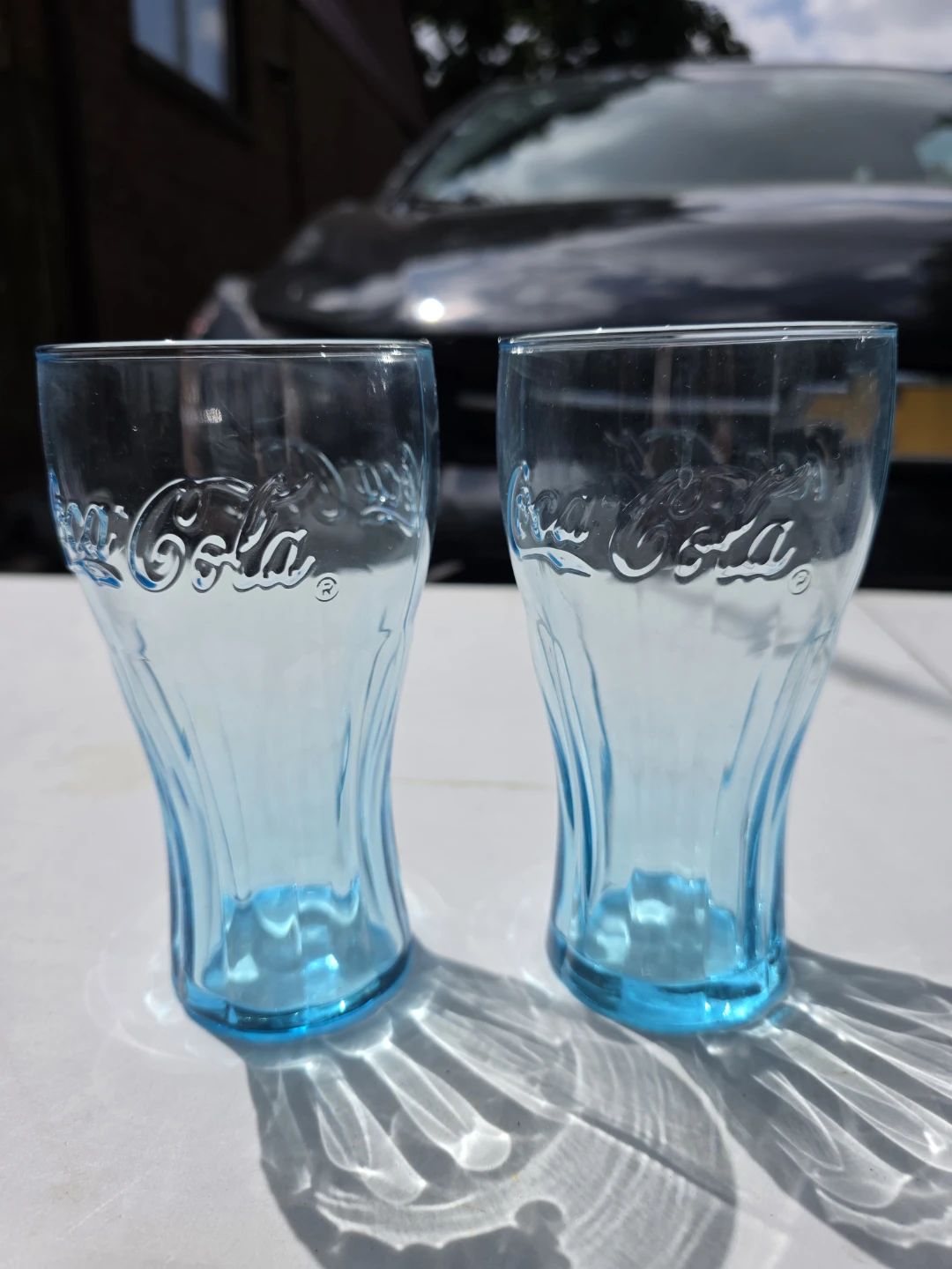 Set of 2 Blue Coca-Cola Glasses