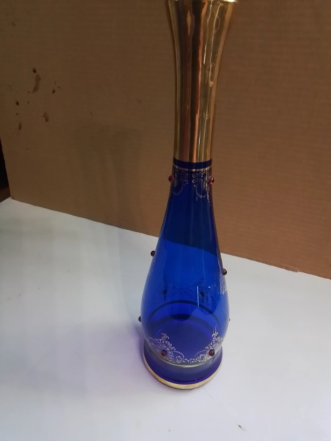 Murano/Bohemian Cobalt Blue & 24K Gold "Tre Fuochi" Vase - photo 2