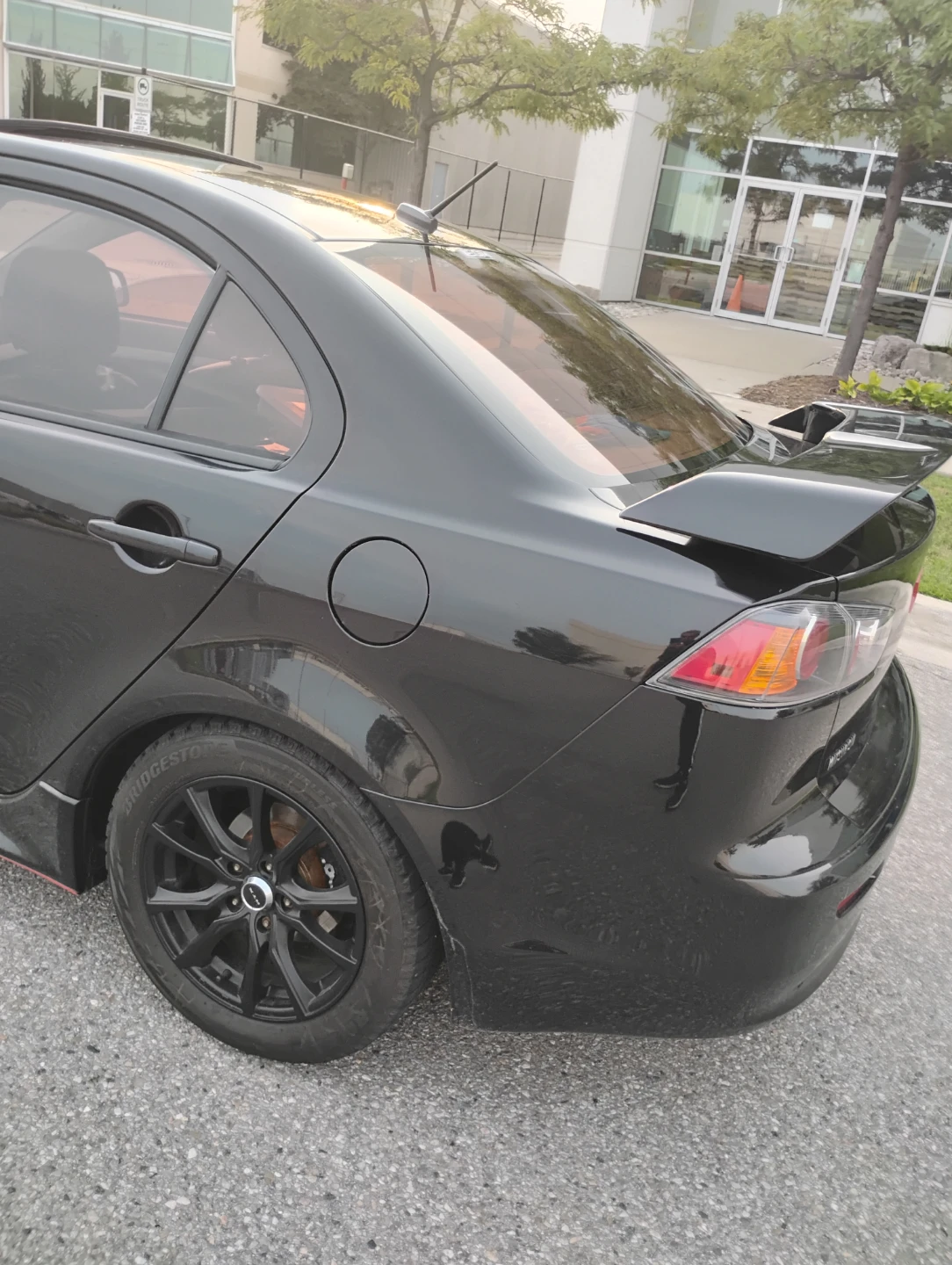 Black Mitsubishi Lancer 2014 with spoiler - photo 3