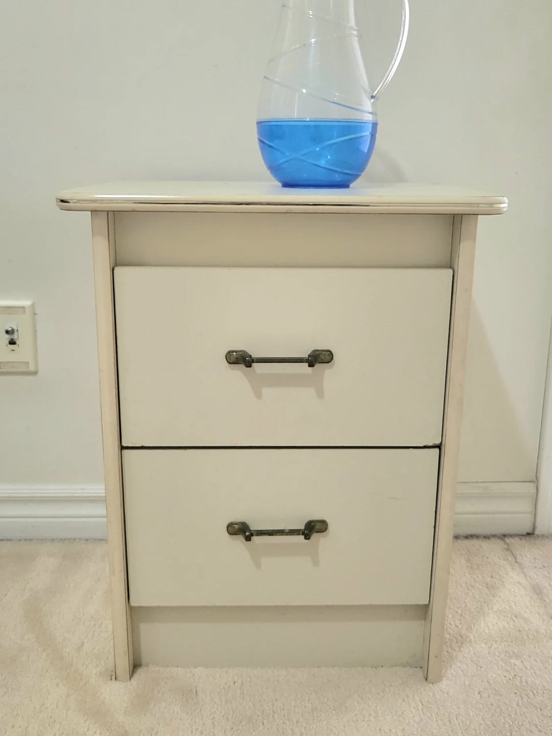 Cream Two-Drawer Nightstand