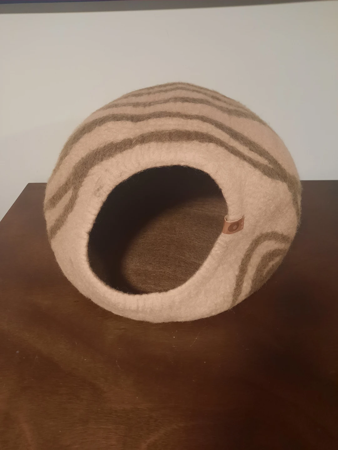 Felted Cat Bed House with Stripes