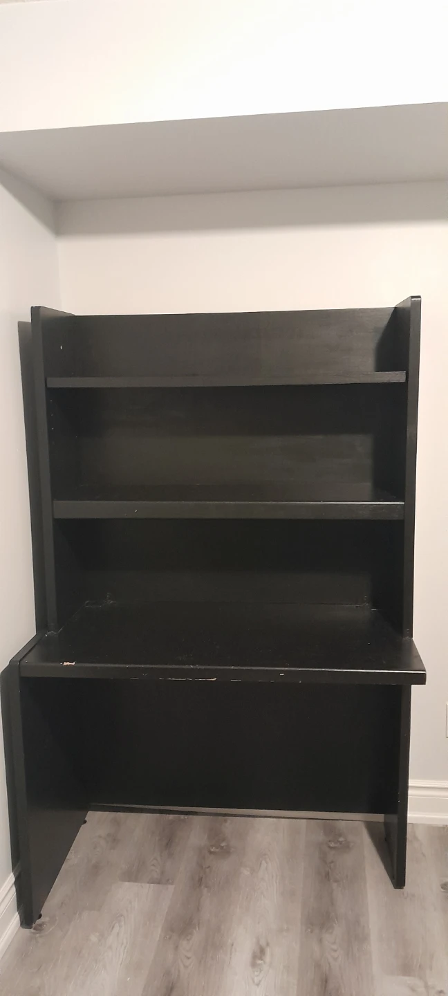 Black Desk with Shelving Unit